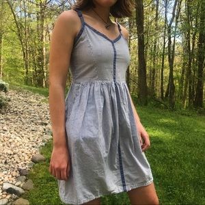 blue striped skater dress